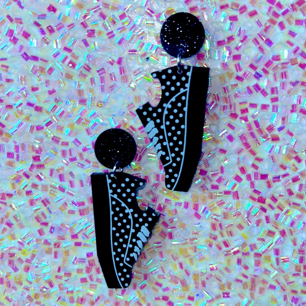 Black & White Polka Dot Van Earrings